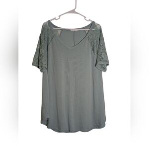 Zenana Outfitters Light Blue Lace Sleeve Tee